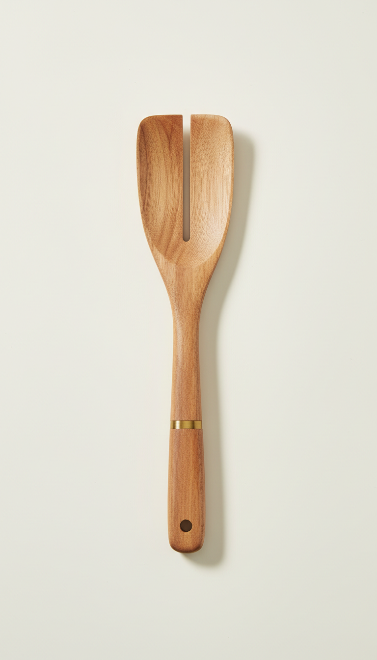 Teak Wood Ladle With Sculpted Handle