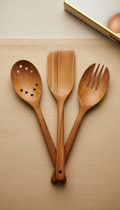 Minimalist Teak Tasting Spoon With Gold Rim