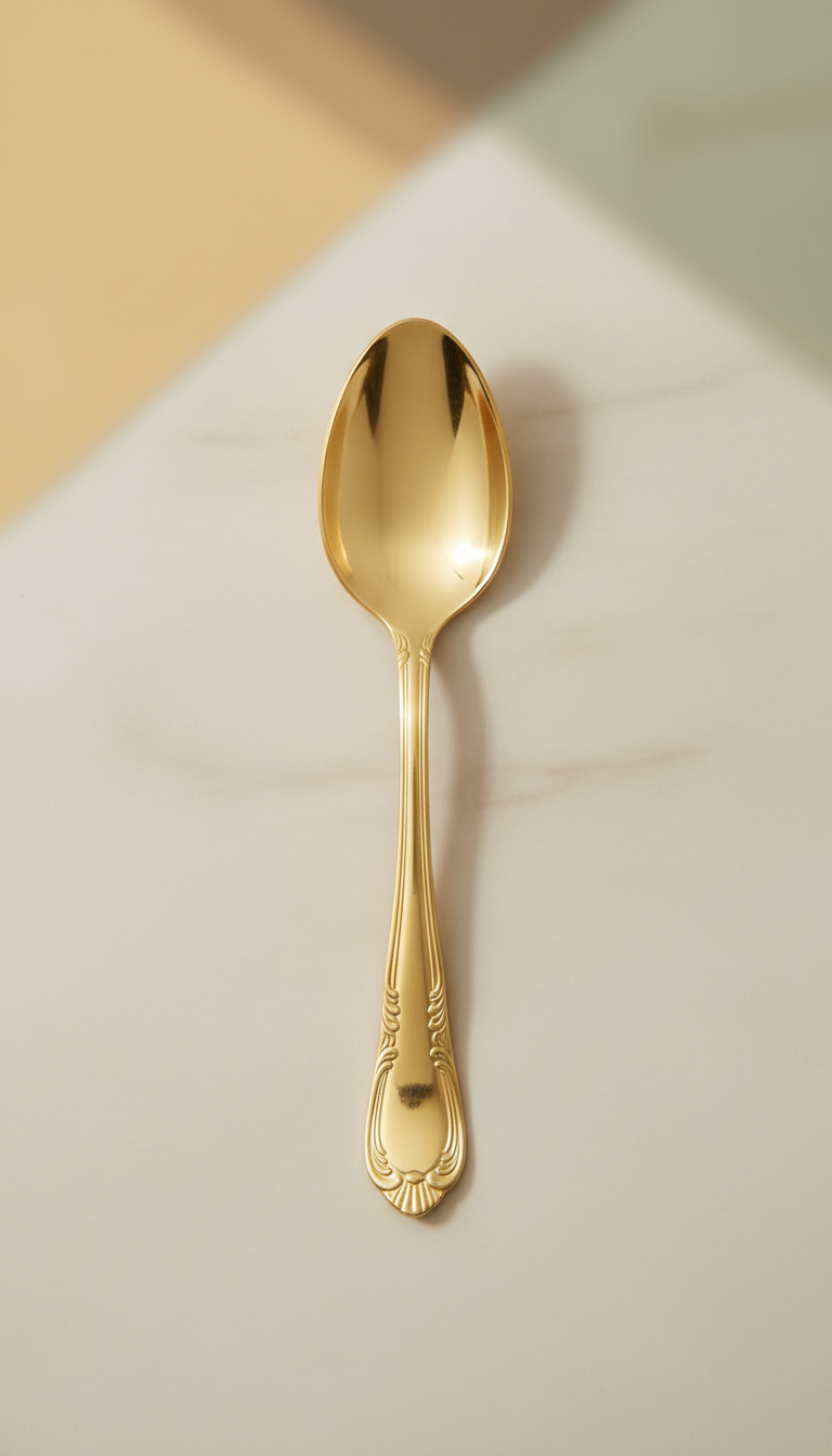 Artisanal Teak Spatula With Gold Inlay